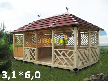 Большая беседка Пирамида 3,1х6 метров.